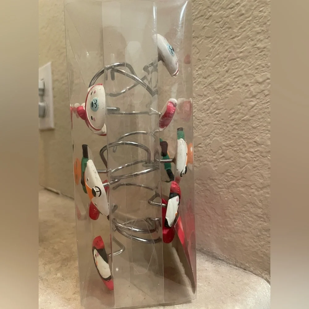 St. Nicholas Square Festive Animal Shower Curtain Hooks- Red, Green, White